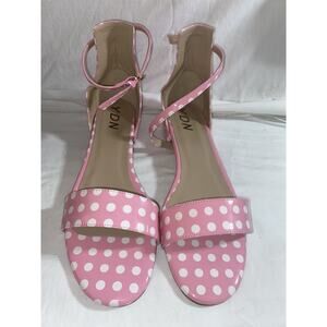 YDN Pink Polka Dot Pointed Toe High Heel Pumps Slip on Slide Dress Shoes